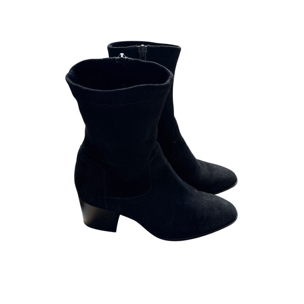 Aquatalia Black Suede Ankle Boots Block Heel 6M - Demetra